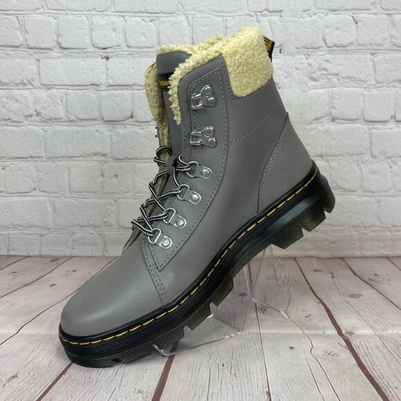 Dr. Martens Combs With Faux Fur Lined Utility Grey Boots Women’s Size 9 - Picture 5 of 12